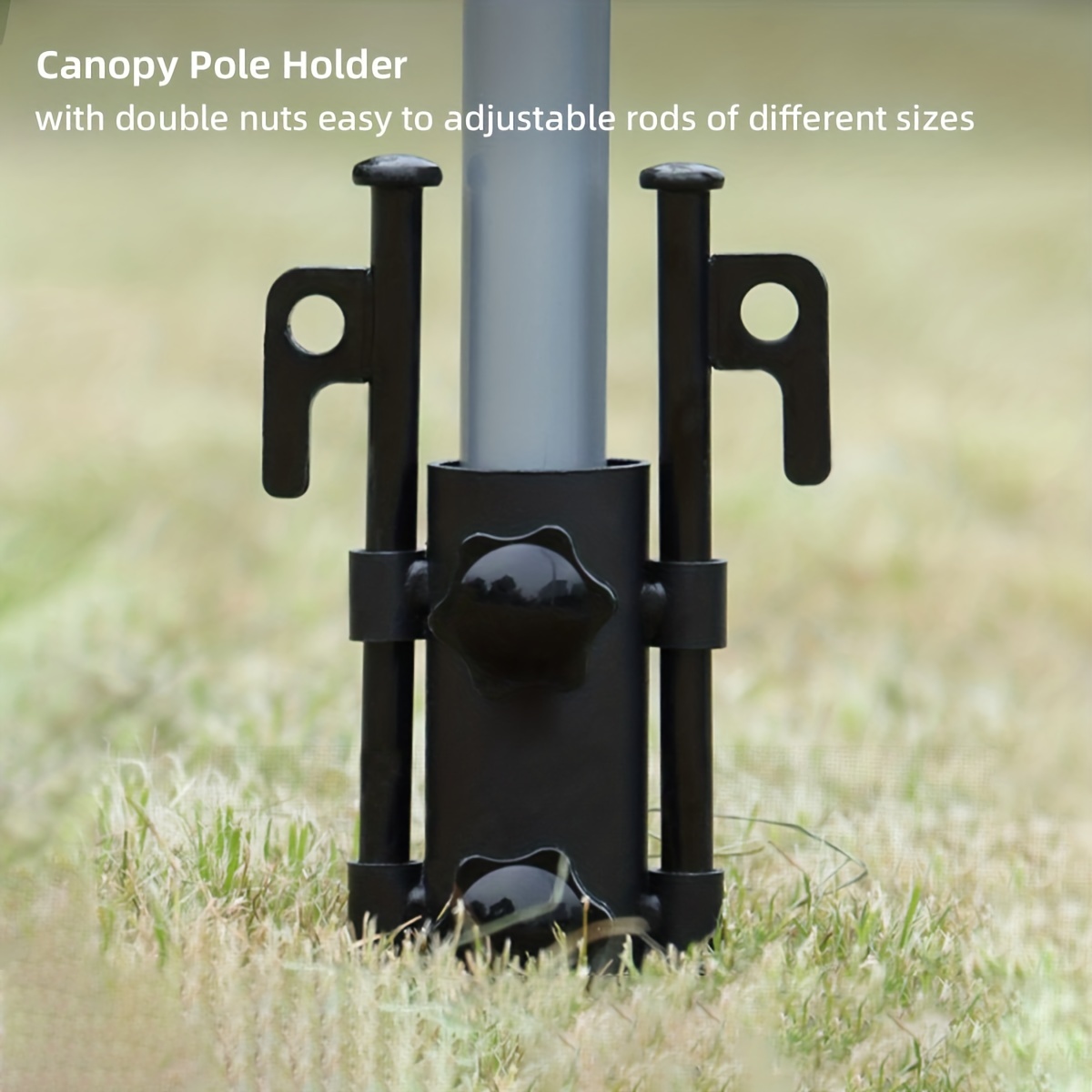 

Canopy Pole Holder, Adjustable Aperture Size With/ Without Nut, Fishing Umbrella Holder, Equipped With 30cm/11.81in Tent Nails