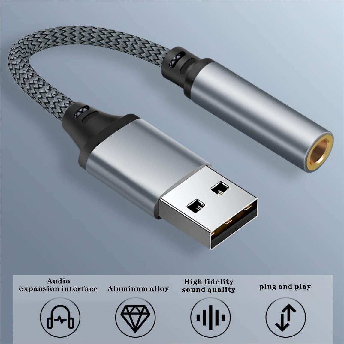 USB To 3.5mm Audio Jack Adapter, USB Type C External Stereo Sound Adapter  for Windows and Mac. Plug and Play No Drivers Needed.