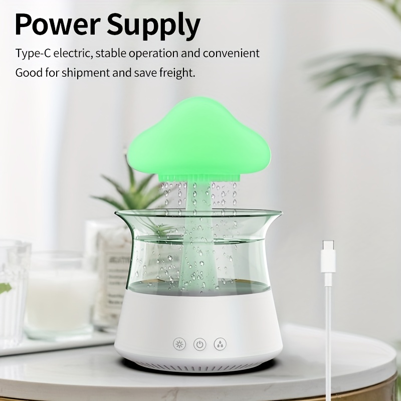 2-in-1 Desk Humidifier Rain Cloud Aromatherapy Essential Oil Zen Diffuser &  Raining Cloud Night Light Mushroom Lamp
