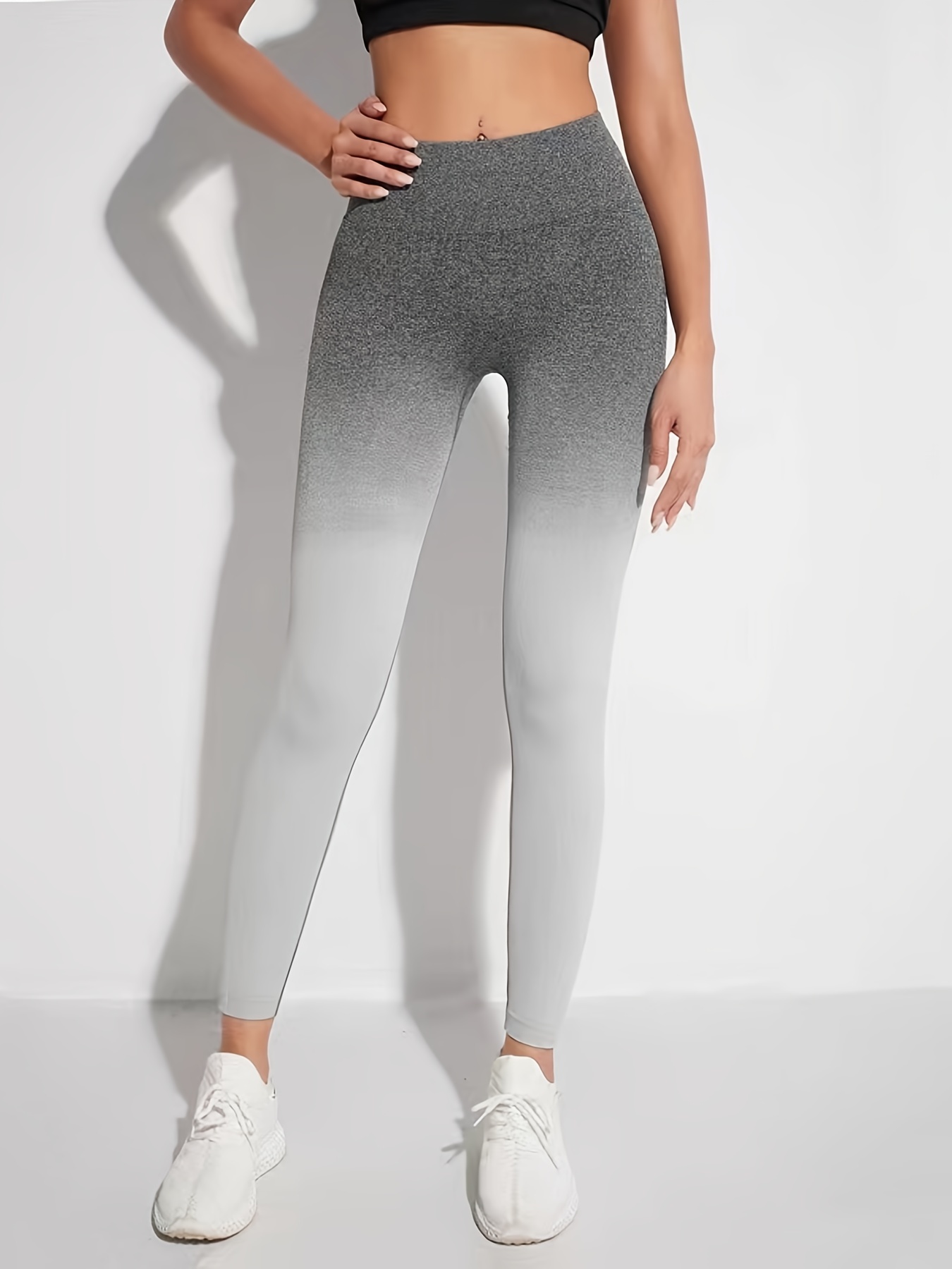 Textured Gym/Yoga Leggings - Gray/Grey to White Fade ⭐ Leggings