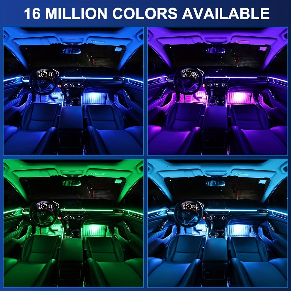 Interior Car LED Strip Lights, RGB 8 in 1 Car Neon Ambient Lighting Kits  with 400 inches Fiber Optic tubing MICTUNING