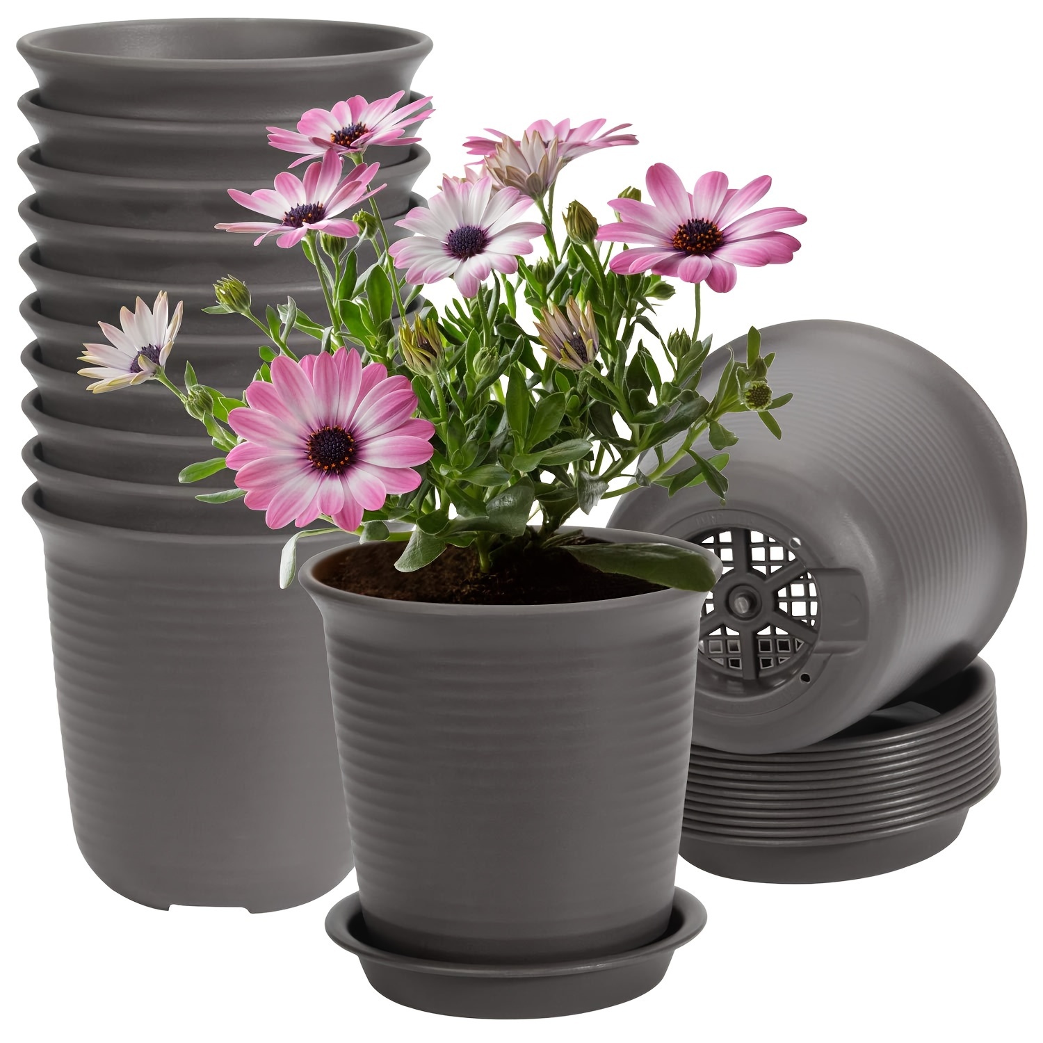 Pots For Plants Plastic Planters With Multiple Drainage - Temu