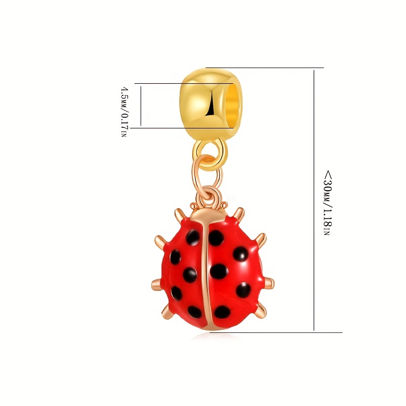 1pc Ladybug Pastoral Cartoon Collier Pendentif Bracelet DIY Bijoux  Fournitures Coloré Animal Perles Plaqué Or Pendentif Bijoux Accessoires  Perles