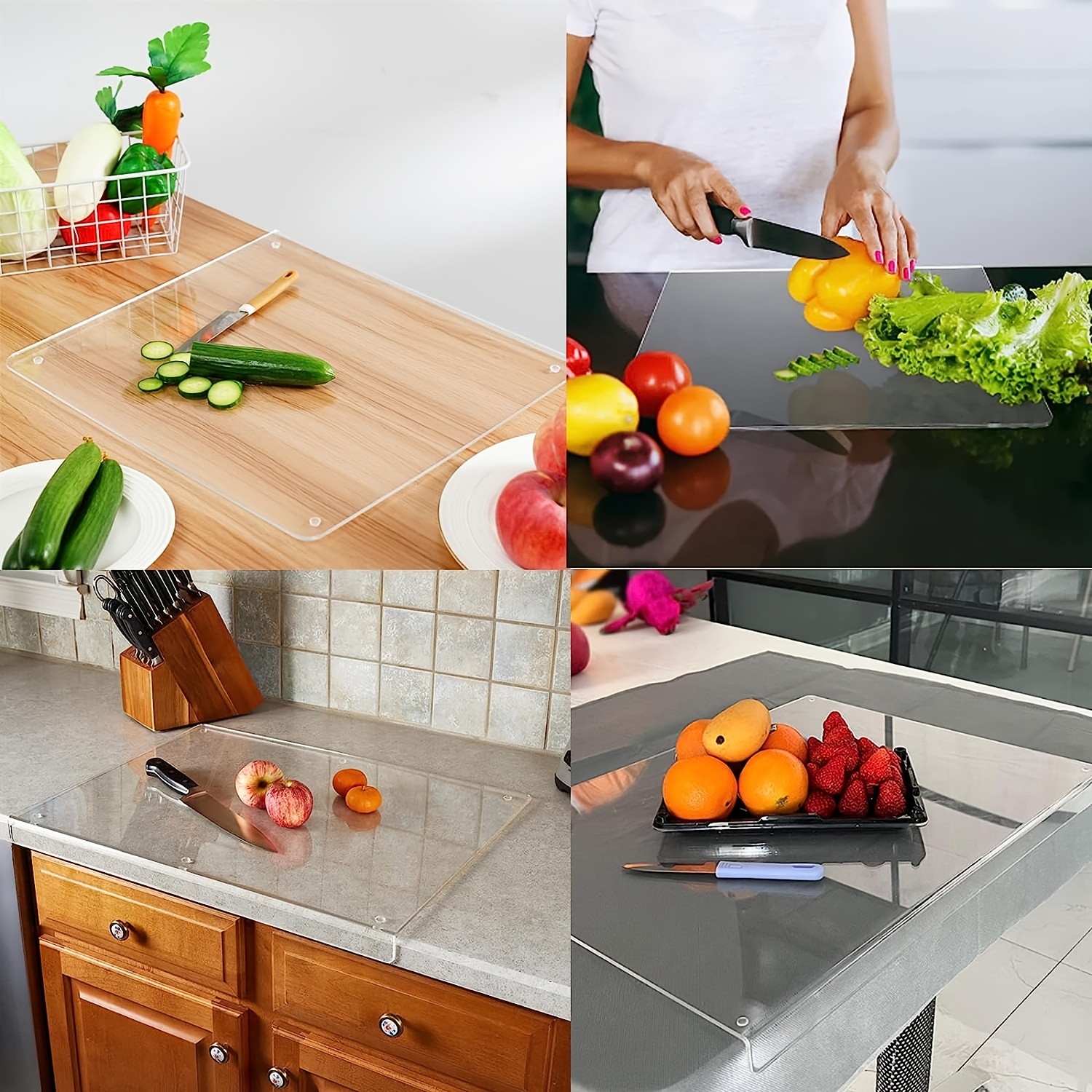 Acrylic Cutting Boards for Kitchen Counter, Anti-Slip Acrylic