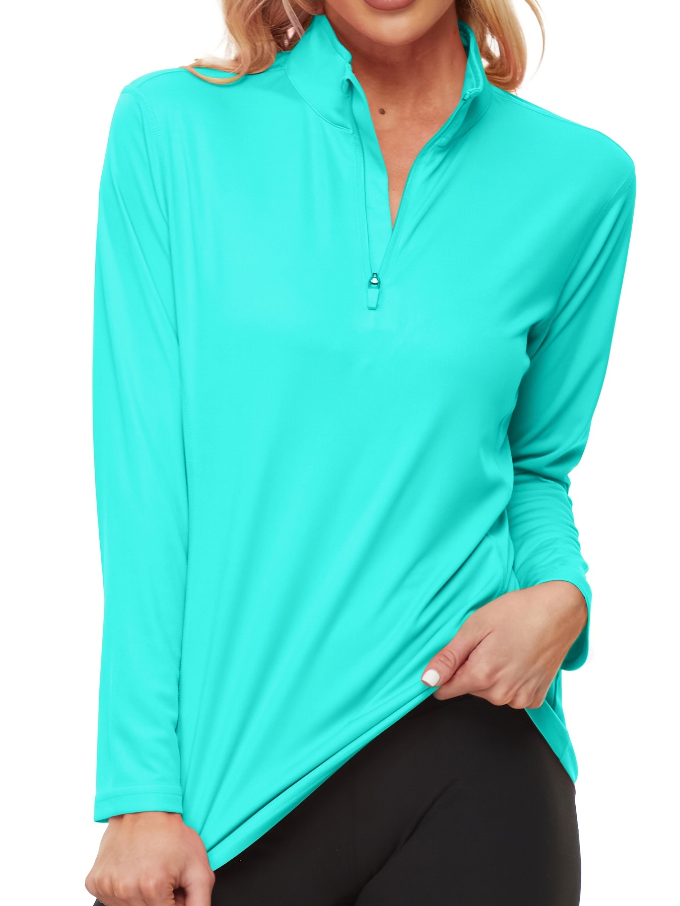 1/4 Zipper Long Sleeve T Shirt Upf 50 + Sun Protection Shirt - Temu