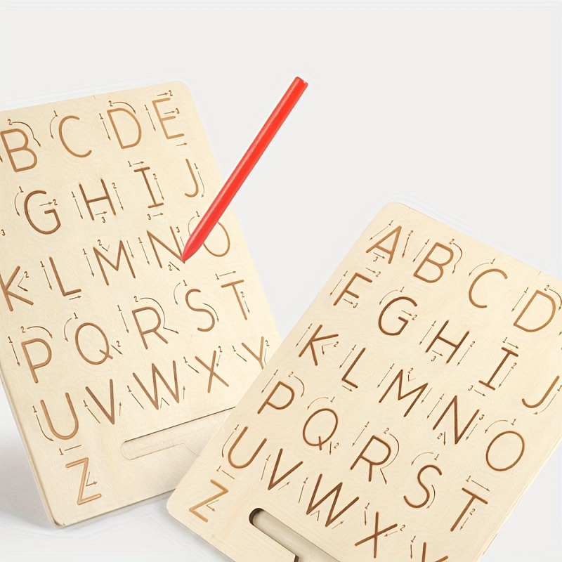 Double sided Wooden Alphabet Tracing Board Learn To Write - Temu