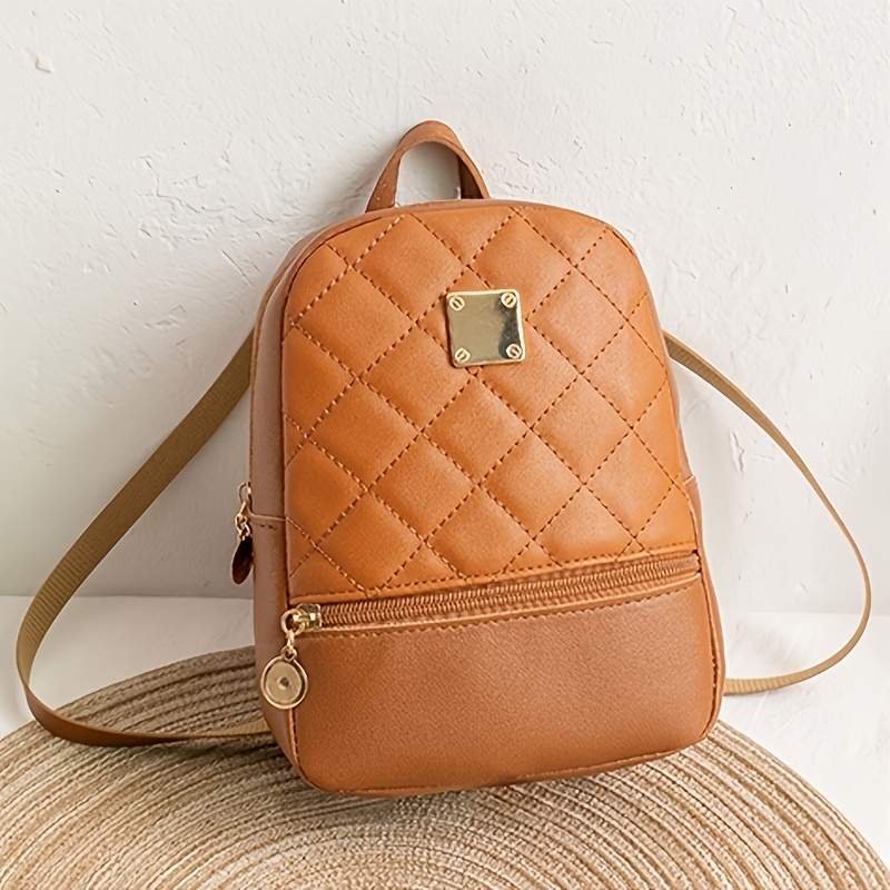 Stylish Argyle Quilted Mini Backpack for Women