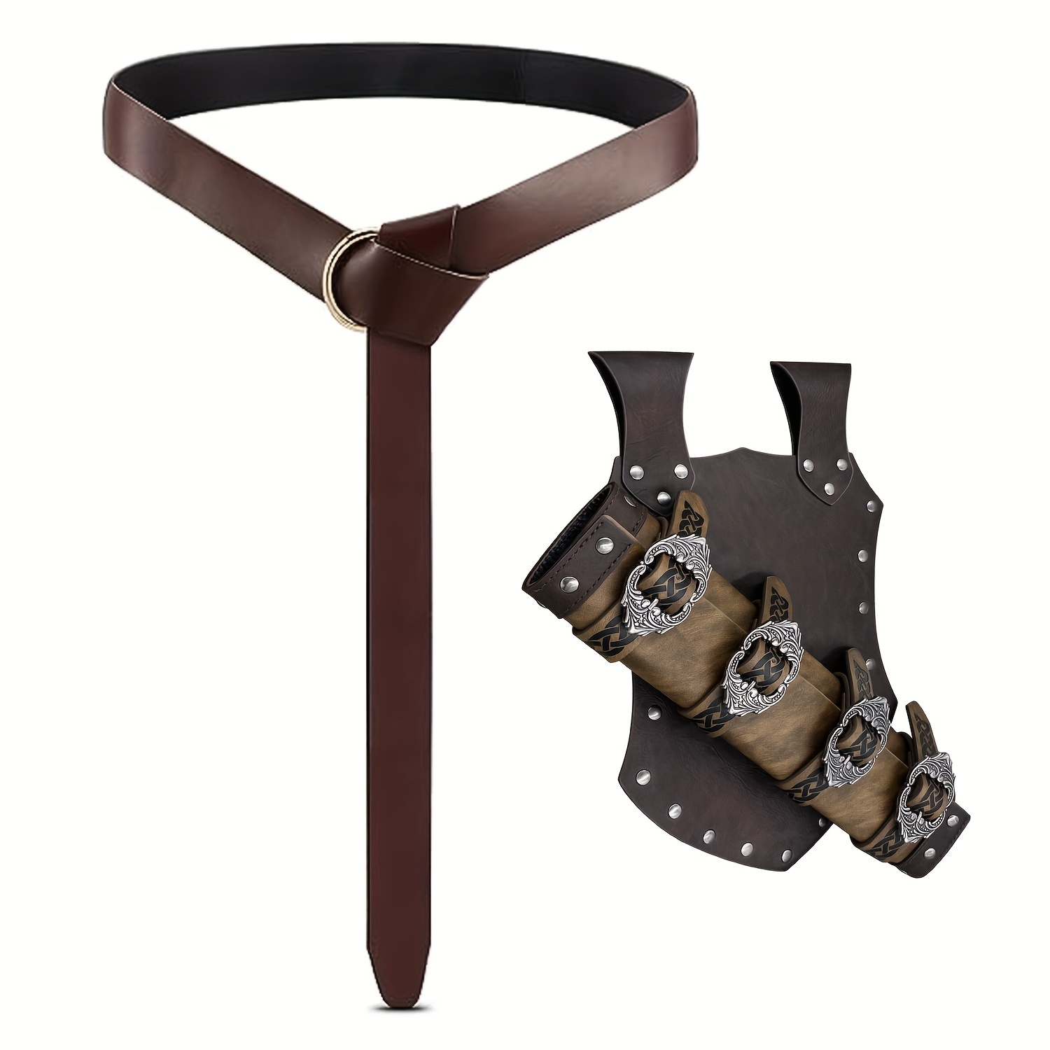 Adjustable Medieval Retro Belt Sword Set, Leather Belt Sword Frog