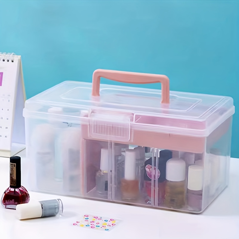 Plastic Manicure Organizer Double Layer Nail Art Storage Box
