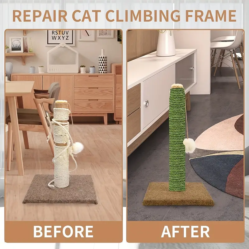  Sisal Rope 6mm for Cat Scratcher Repair and Replace Cat  Scratching Post, DIY Scratching Furniture - Cat Tree, Scratch Carpet & Mat,  Cat Kicker Toys, Black 98ft/30m : Pet Supplies