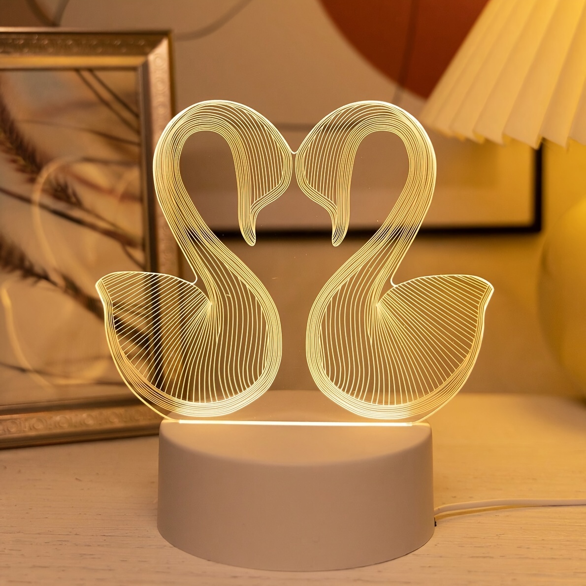 Luce Notturna 3d Swan 1pc Lampada Tavolo Colorata - Temu Italy