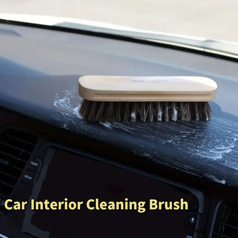 Genuine Horsehair Wooden Brush Car Detailing Polishing Buffing Brush Seat  Handle Dashboard Roof Cleaning Premium Car Wash Brush