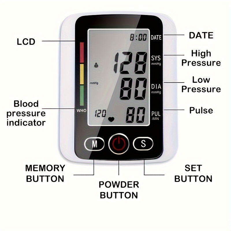 Monitor De Presión Arterial Digital De Brazo Superior Máquina De Presión  Arterial Pulso Esfigmomanómetro Dispositivo Tensiometro, Operador De Medidor