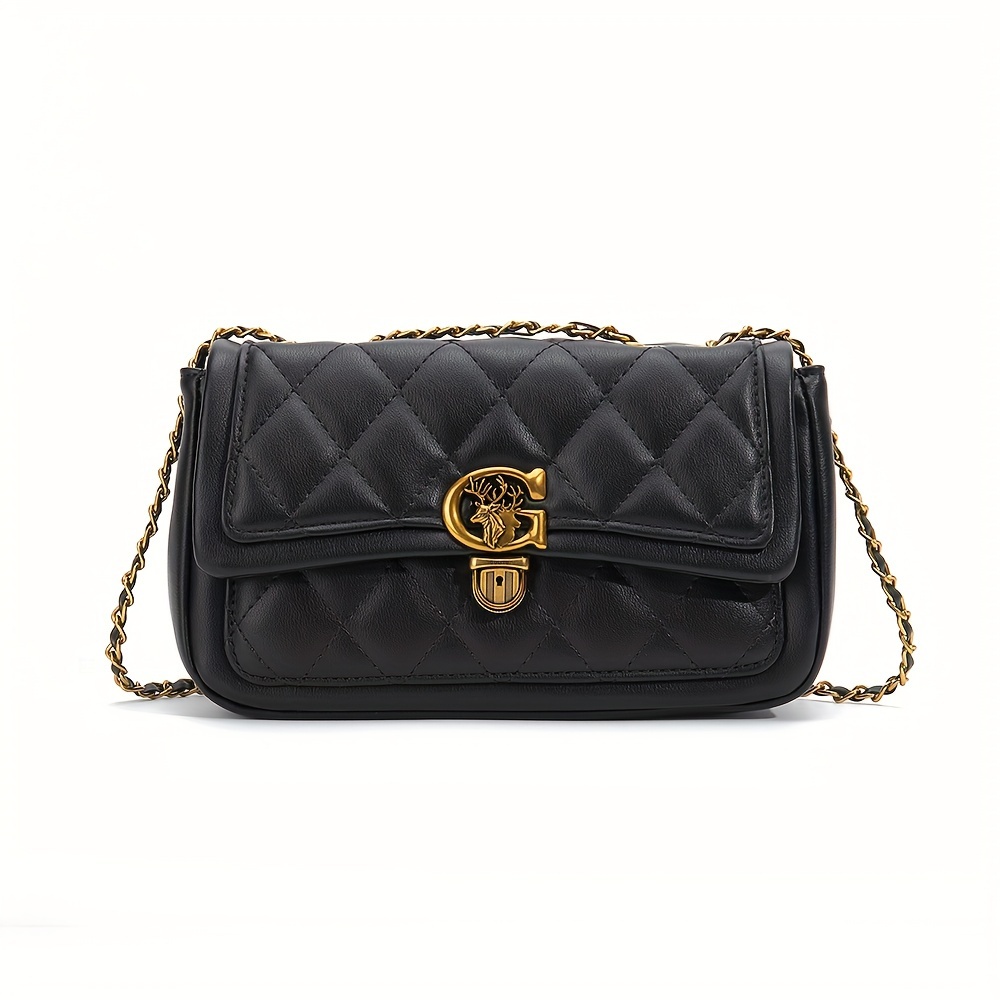QUILTED CROSSBODY BAG WITH METAL DETAIL - Black