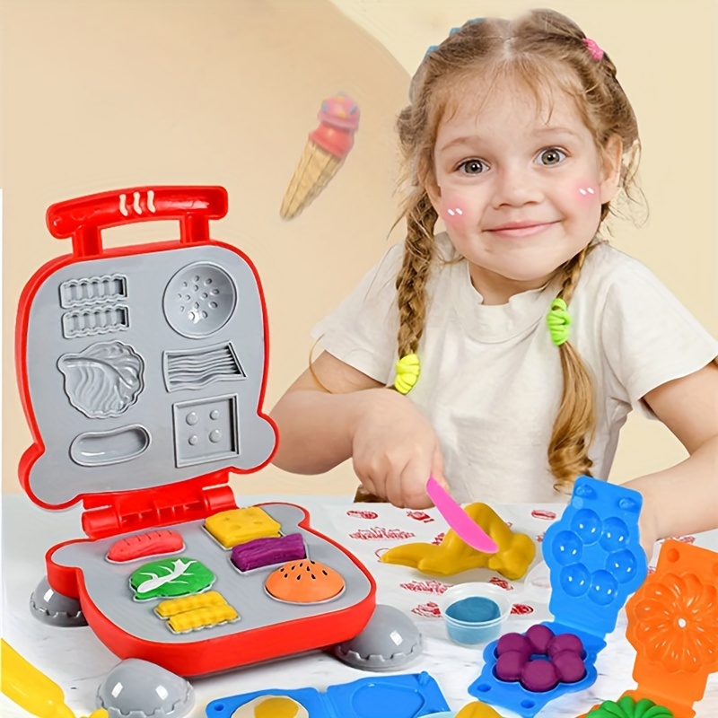 CRLLDPM Herramientas Plastilina para Niños, 8 Piezas de Moldes plastilina  para Crear Desayuno, Hamburguesa y Pasta, Accesorios de Arcilla de Modela