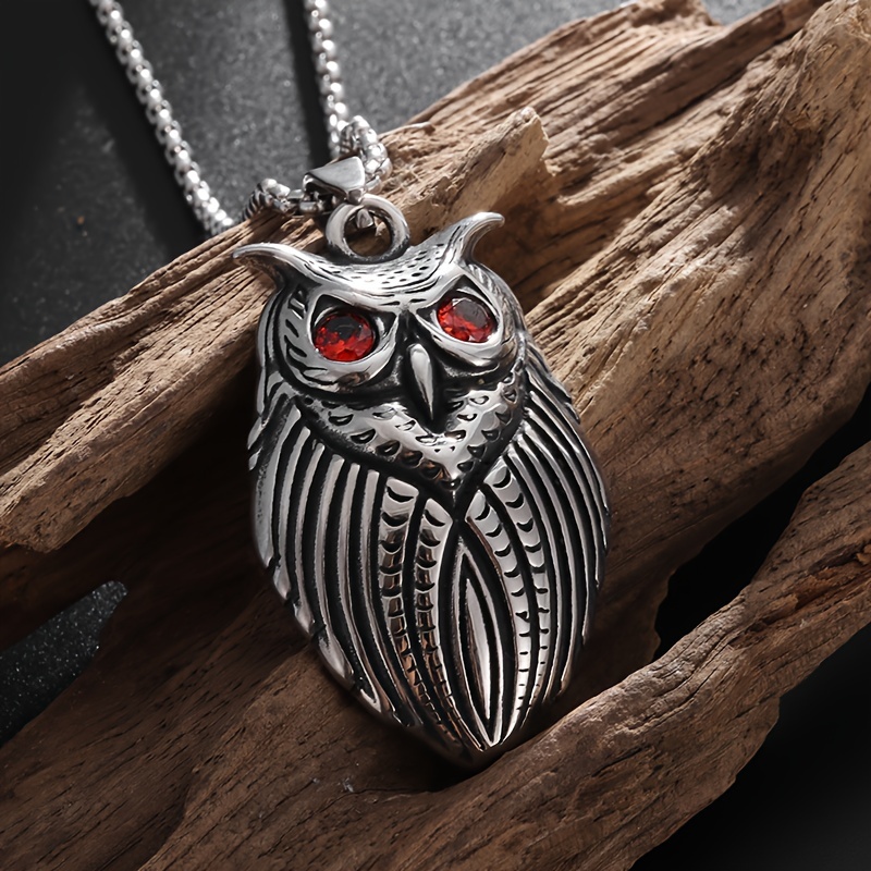 Mens best sale owl necklace