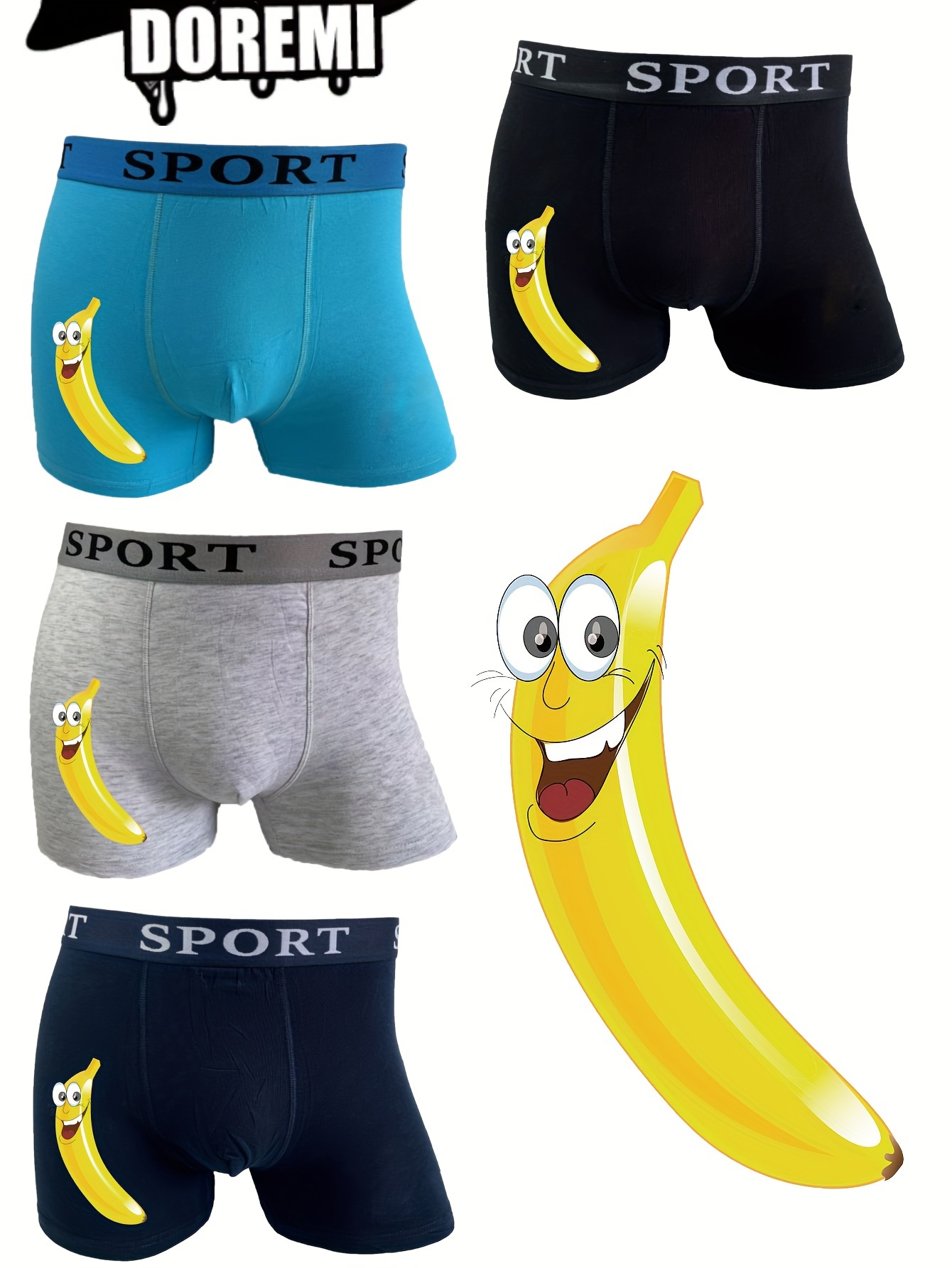 Playful Appeal: Funny Banana Pattern Men's Boxer - Custom Face Photo  Underwear