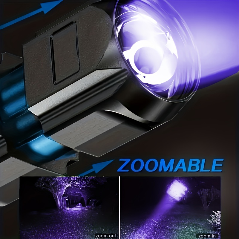 Linterna de luz Dual blanca púrpura, linterna ultravioleta retráctil con  Zoom, lámpara de iluminación de detección de agente fluorescente