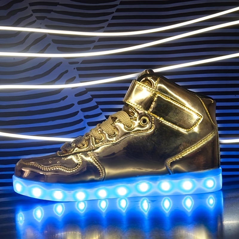 Casual High Top Skateboard Shoes With Usb Charging Light And - Temu