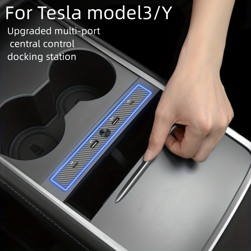  Tesla USB Hub for Model 3/Y(2021/2022/2023) 100% Fit Center  Console Docking Station with 2 USB Port and 2 Type-C Port, (27W iPhone Fast  Charging Cable Attached) Tesla Accessories : Automotive