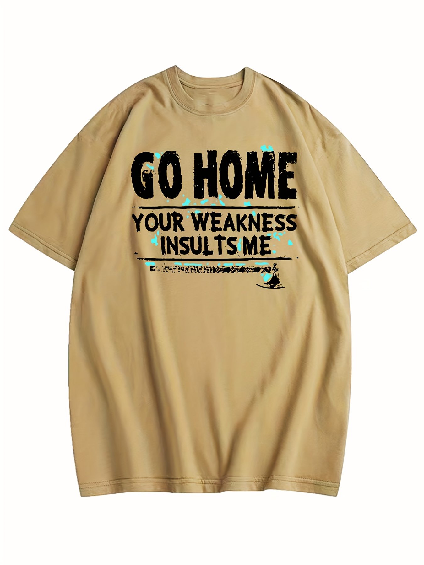 Go Home Print Men's Graphic Design Crew Neck Novel T shirt - Temu