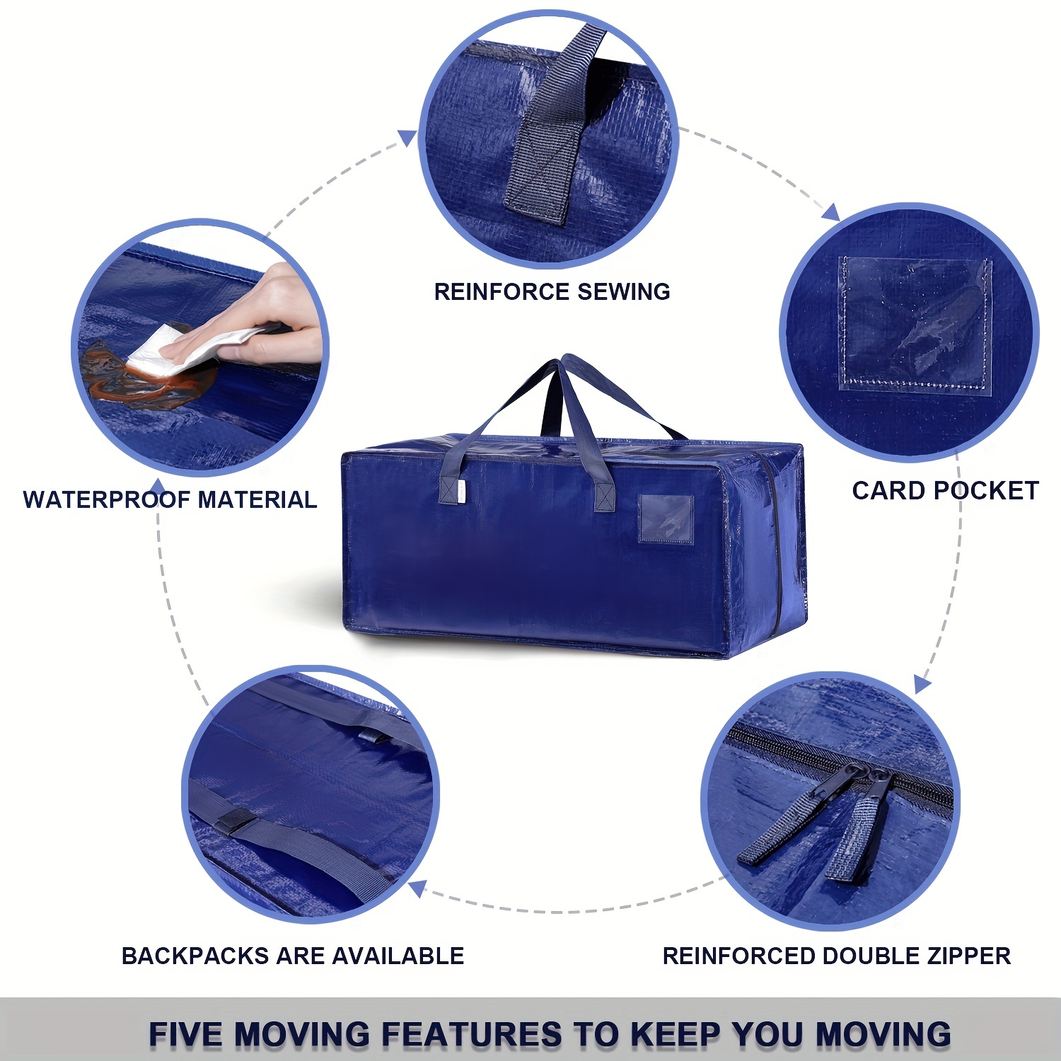 Extra Large Storage Bag for Moving Travel Bag Waterproof Large Moving Bag  with Double Zippers and Reinforced Handles Large Capacity Duffle Bag for