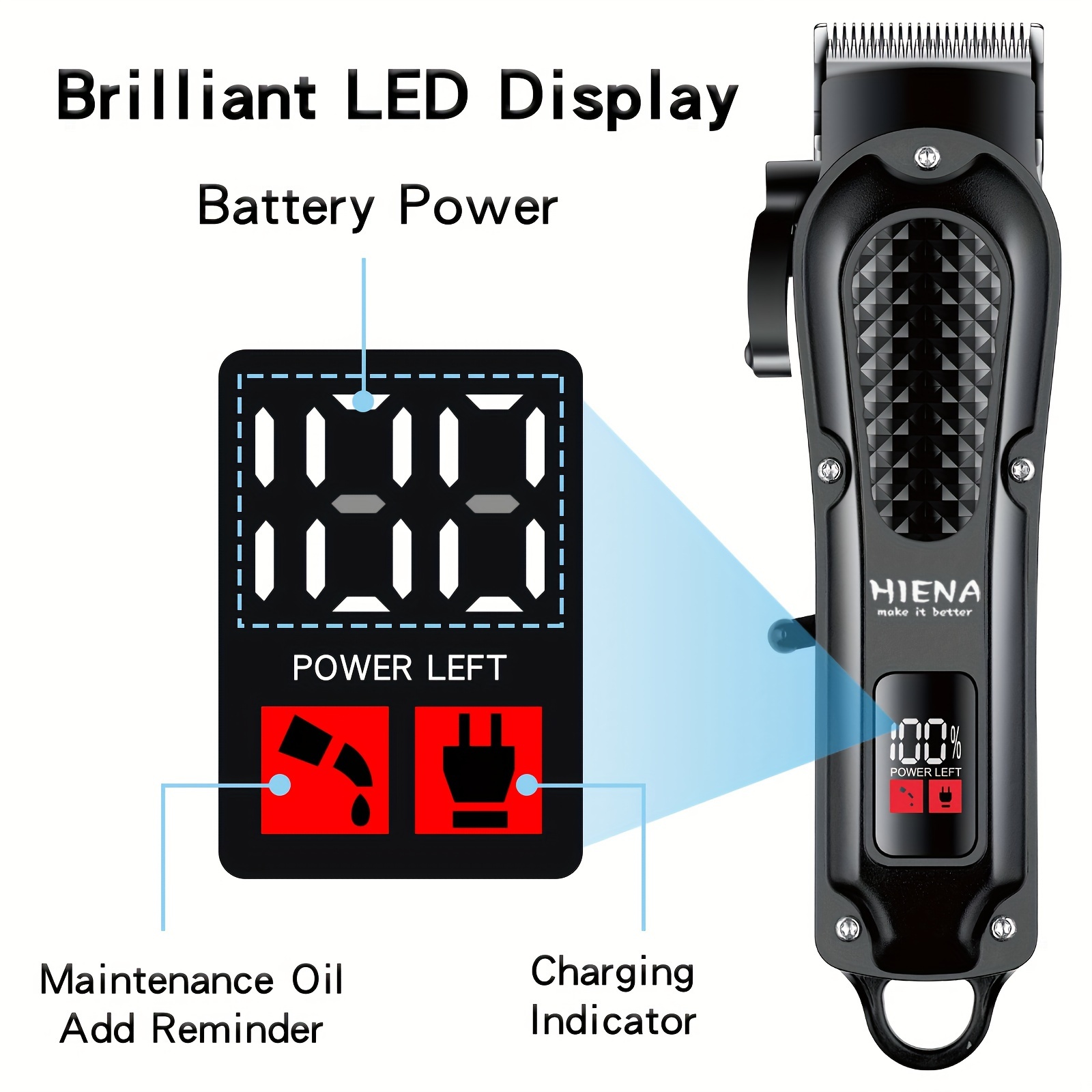 Electric Hair Trimmer USB Rechargeable Indicator Shaver Portable