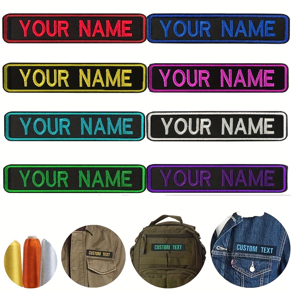 Parches personalizados para nombre, parches de texto bordados  personalizados para planchar con velcro para coser, uniforme, camisa de  trabajo, bolsas