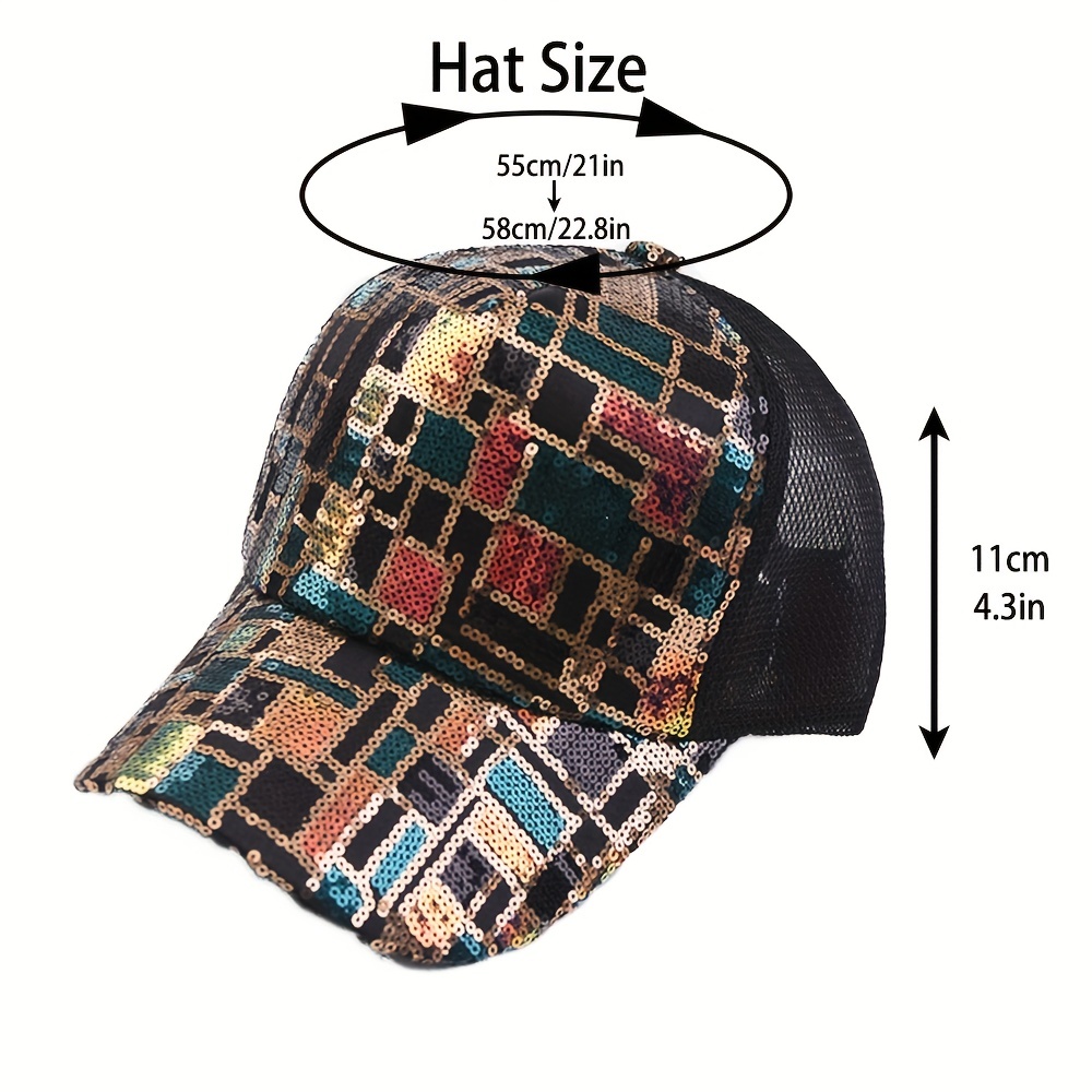 Sequin Plaid Y2K Trucker Hat Mesh Baseball Cap Unisex Hip Hop Dad Hats