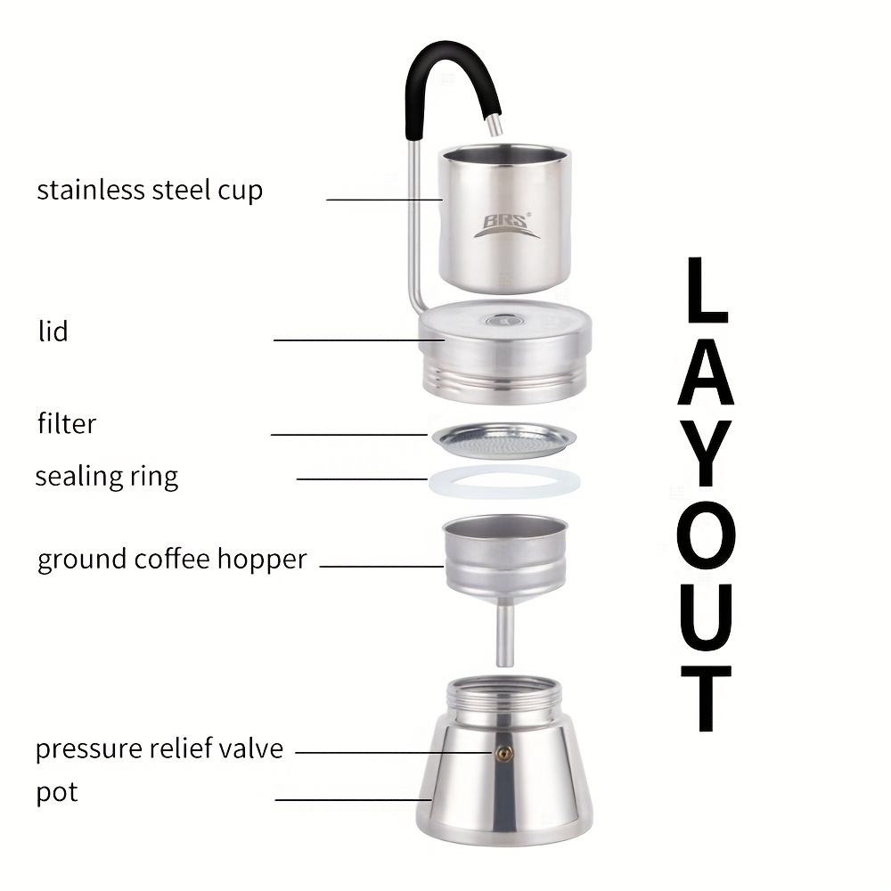 Portable Stainless Steel Coffee Pot With Detachable Handle - Temu