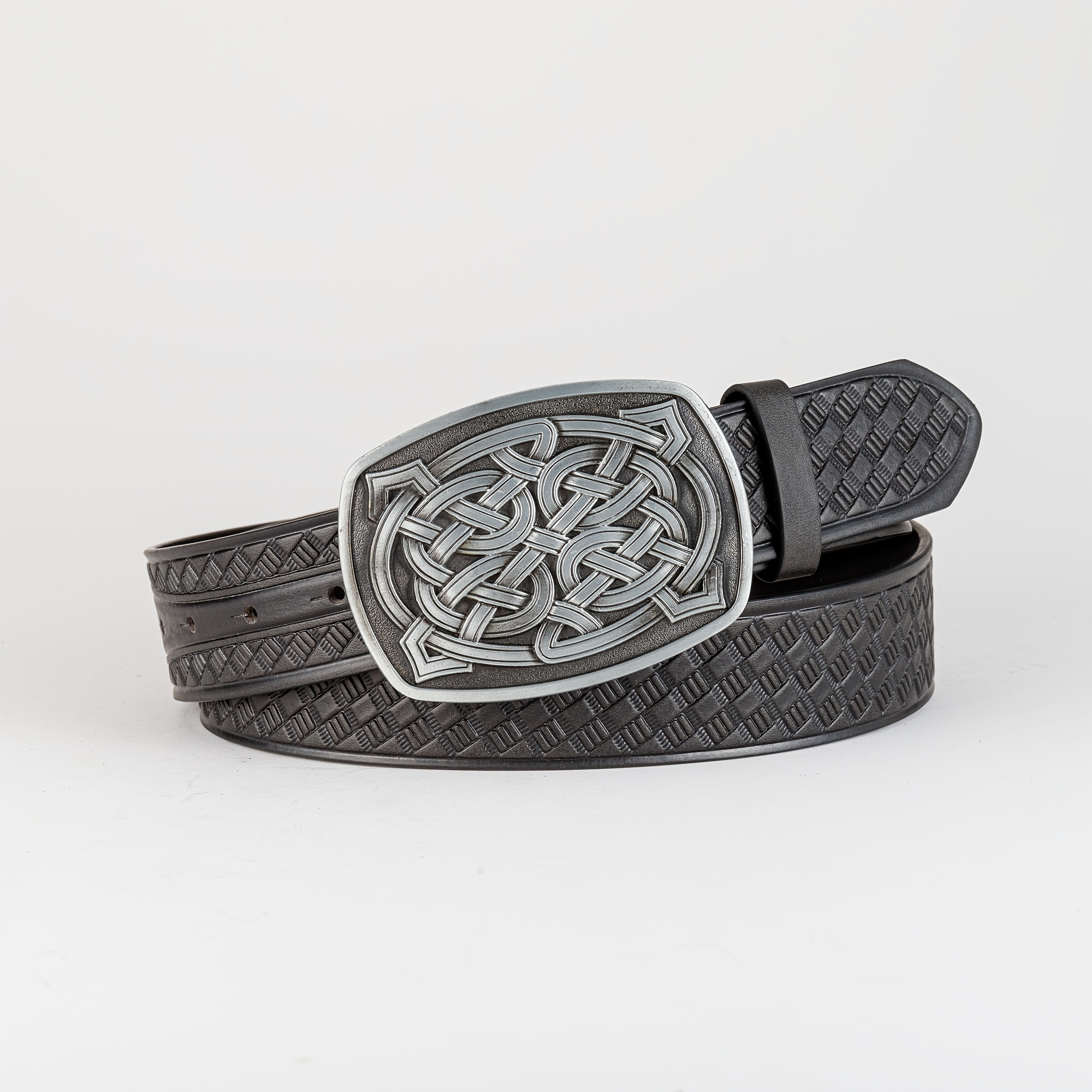 Men's Retro Pattern Buckle Belt PU Leather Decorative Accessories