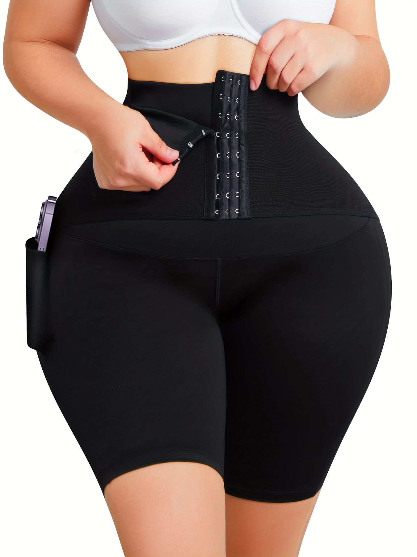 Lace Design Zipper Butt Lifting Pants Tummy Control Body - Temu