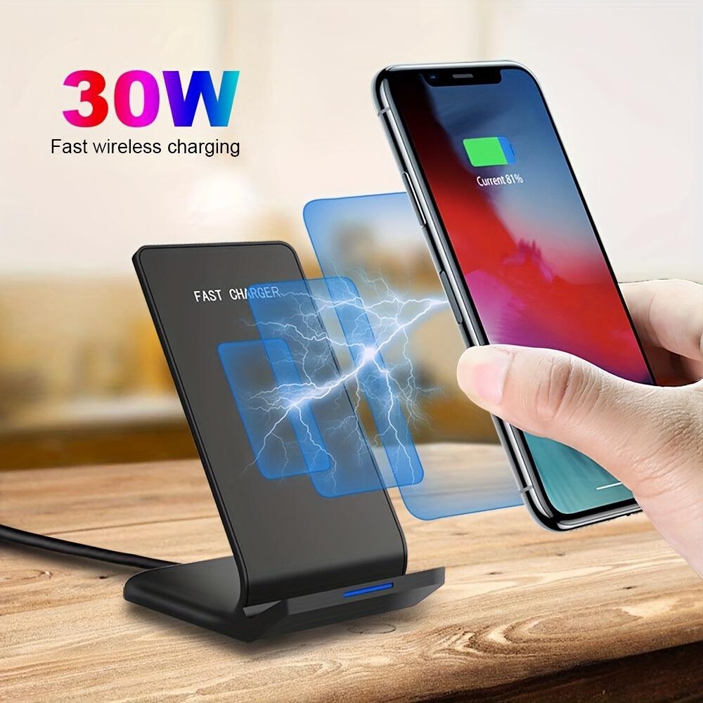 Cargador inalámbrico rápido de 30 W, carga inalámbrica compatible con  Samsung Galaxy S22/S22+/S21/S20/S10, cargador rápido compatible con iPhone