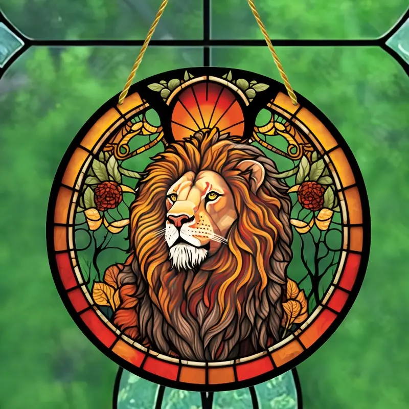 1pc, Löwen-Sonnenschutz, Gefärbte Fensterdekoration, Acrylschild