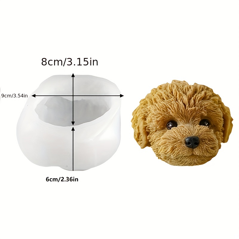 Teddy Dog Head Silicone Mold Animal Shape Fragrance Candle Making Wax Mould  Tool