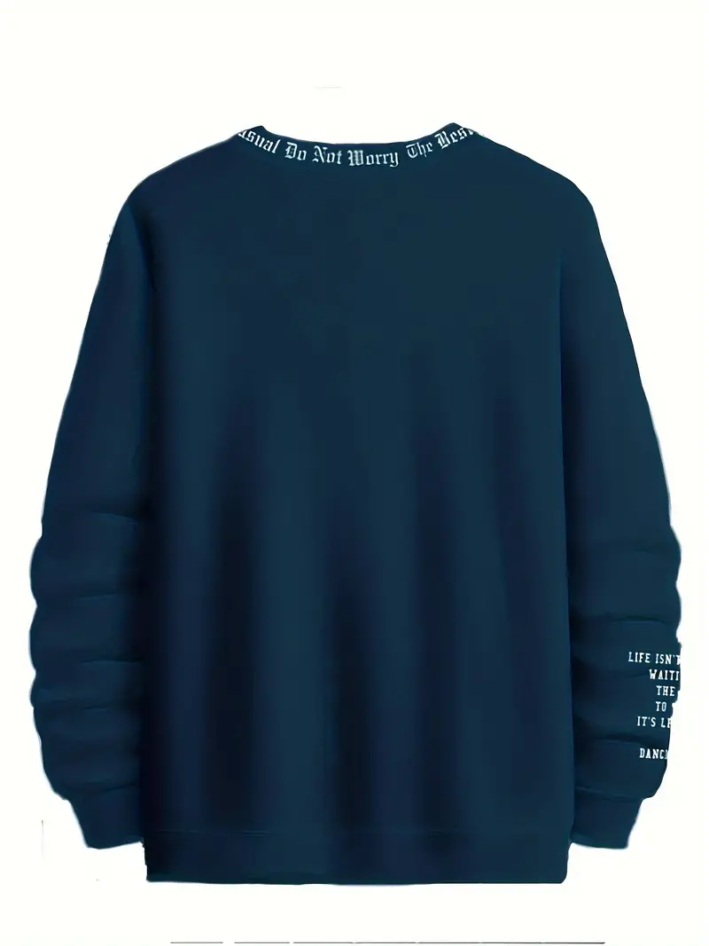 Creative Letter Print Trendy Sweatshirt Men's Casual Graphic - Temu