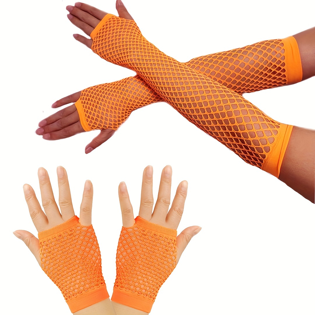 1980s Style Fish Net Mesh Gloves