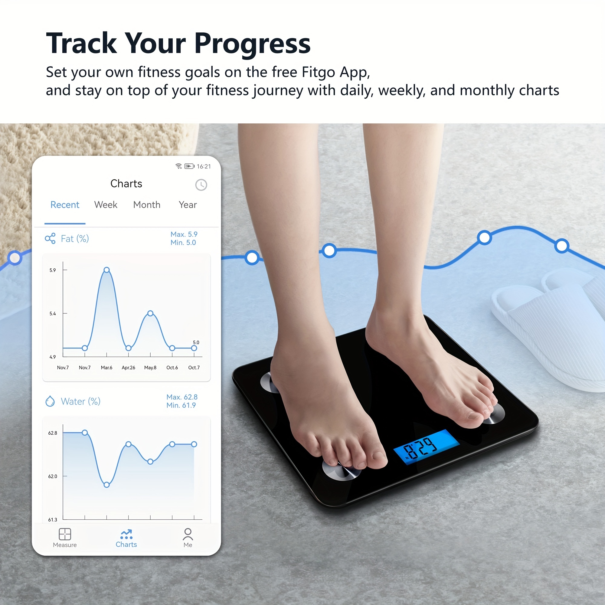 Smart Fat Scale, Body Composition Analyzer With Smartphone App Lication, Measures  Weight, Body Fat, Water, Muscle, Bmi, Visceral Fat & Bone Mass - Temu