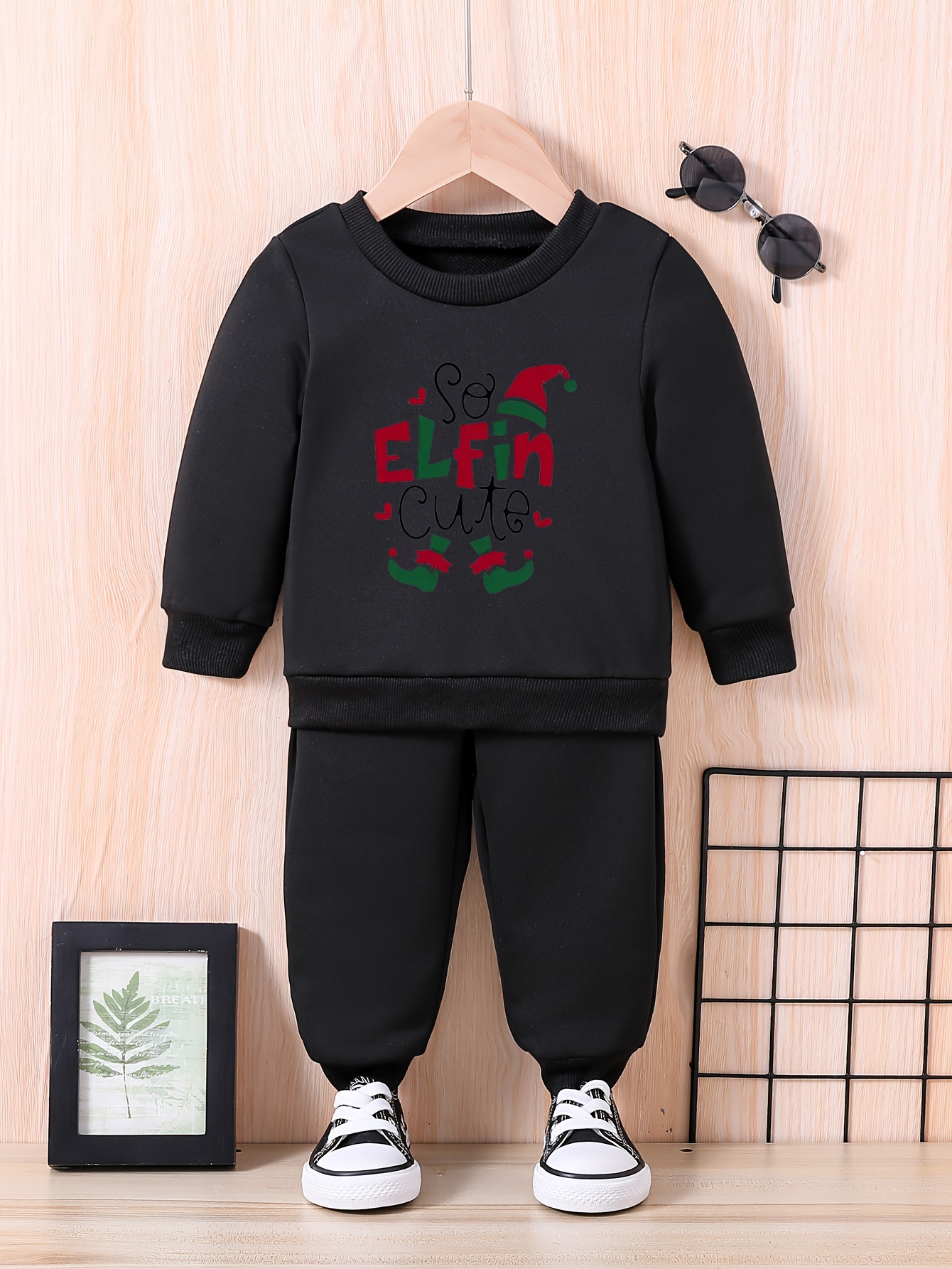 Girl's Slogan Pattern Outfit Sweatshirt Sweatpants Set - Temu