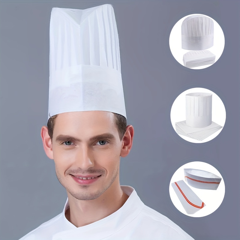 20 pcs Chef Hat Hôtel Restauration Cuisine Non-Tissé Cook Cap Boulangerie  Serveur Respirant Travail Caps Restaurant Cuisine Chapeau Jetable Cook
