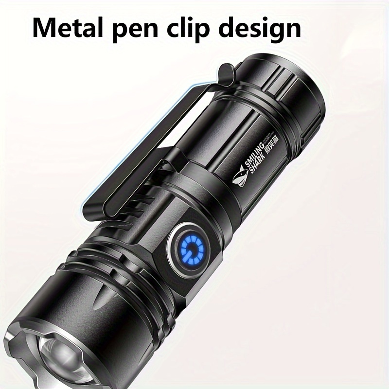 1pc Clip On Mini Pocket Torch Light With Strong Magnet 3 Modes Usb
