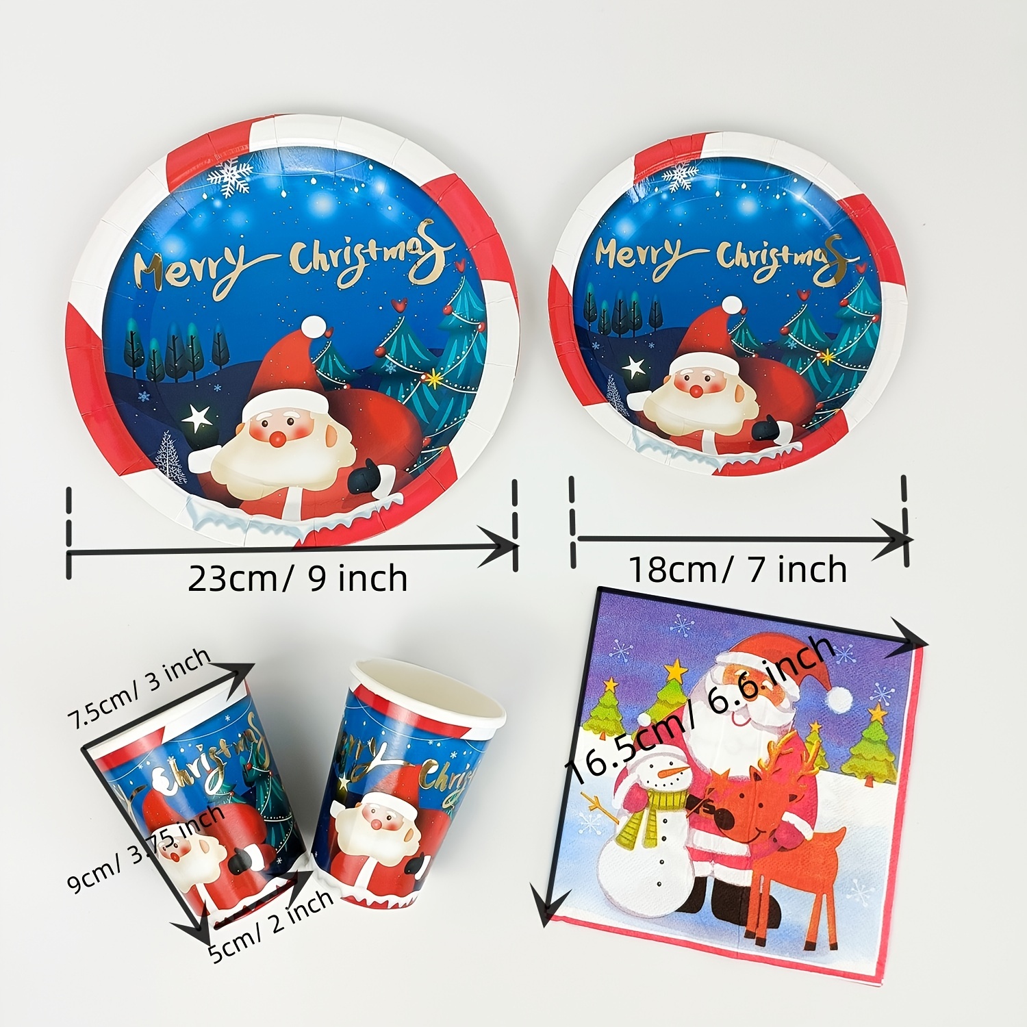 8 Festive Snowman and Santa Christmas Paper Plates, Christmas Paper Plates,  Kids Christmas Plates, Christmas Party Plates, Tableware 