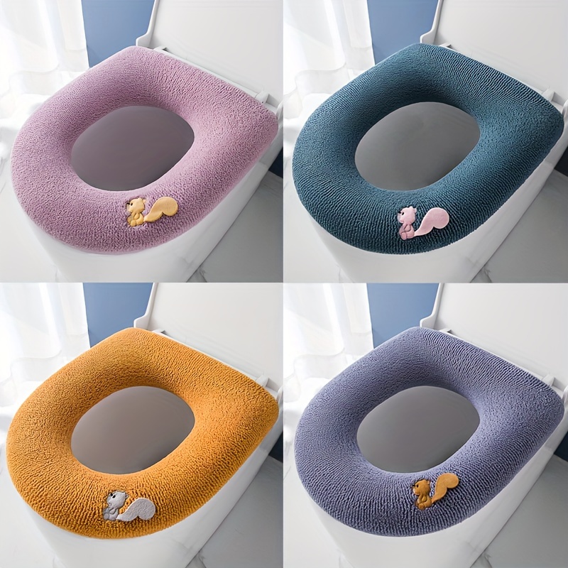 Couverture de siège de toilette chaude Coussins de coussin de salle de bain  Tapis de siège de toilette confortable en forme de O Couleur aléatoire 