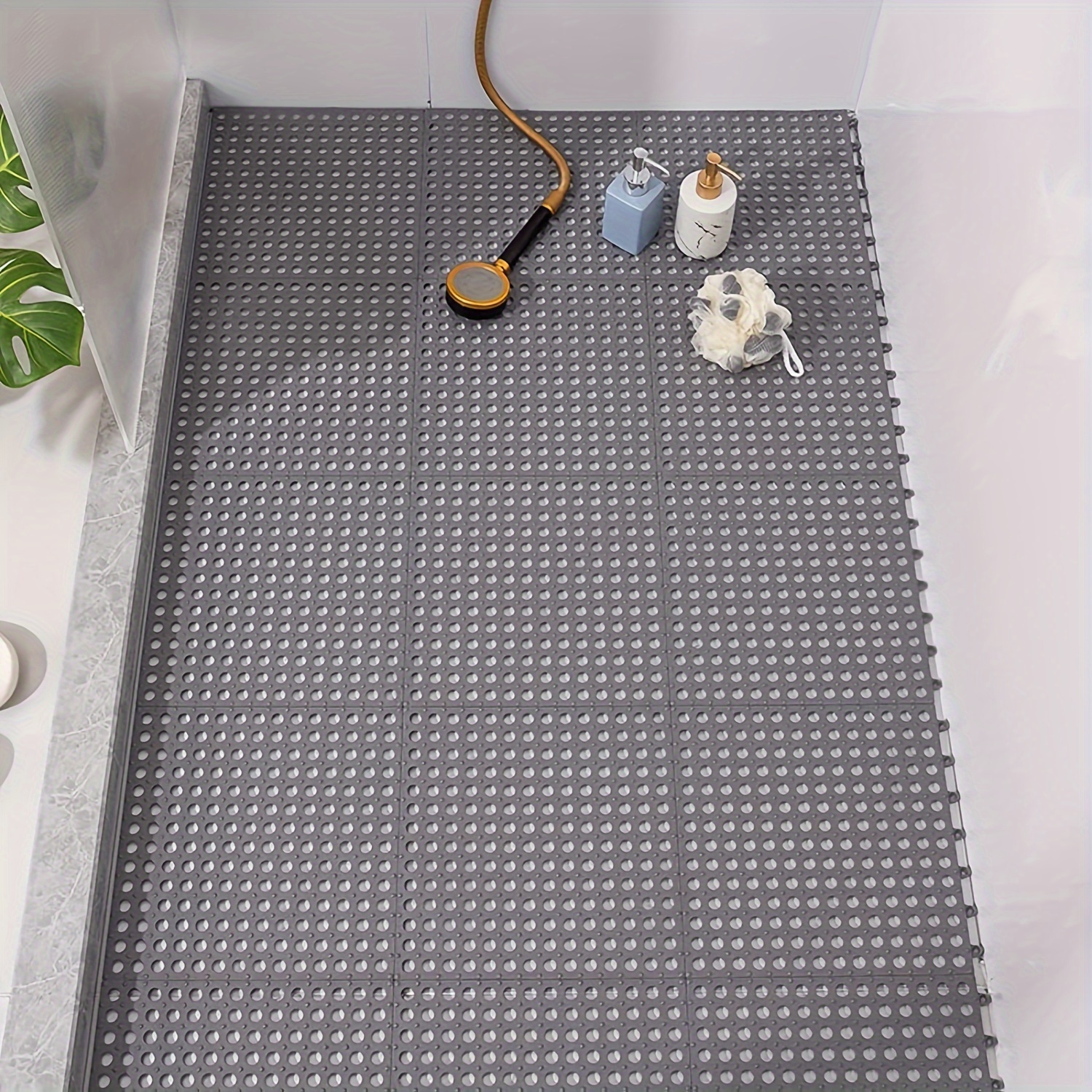 4pcs Shower Room Mats, Waterproof, Interlocking Bathroom Mats With Drainage  Holes, Perfect For Home Bathroom!