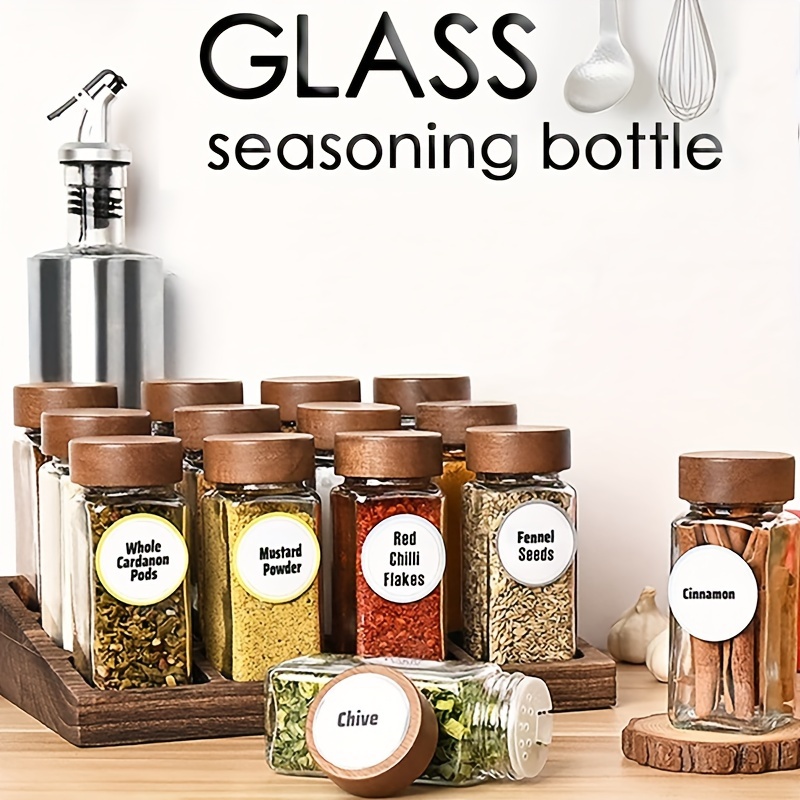 Glass Spice Jars Set Empty Square Spice Bottles Seasoning - Temu