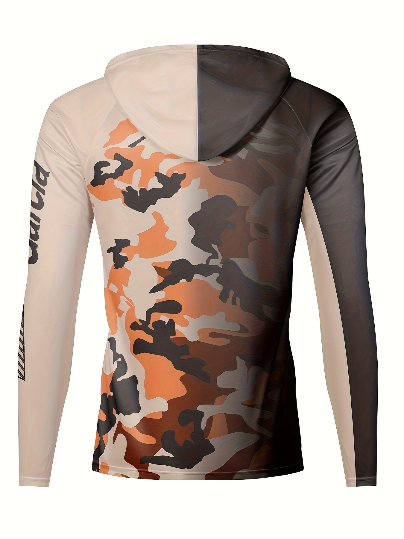 Men's Camouflage Raglan Sleeve UPF 50+ Sun Protection Hoodie, Long Sleeve Comfy Quick Dry Tops for Men's Outdoor Fishing Activities,Temu