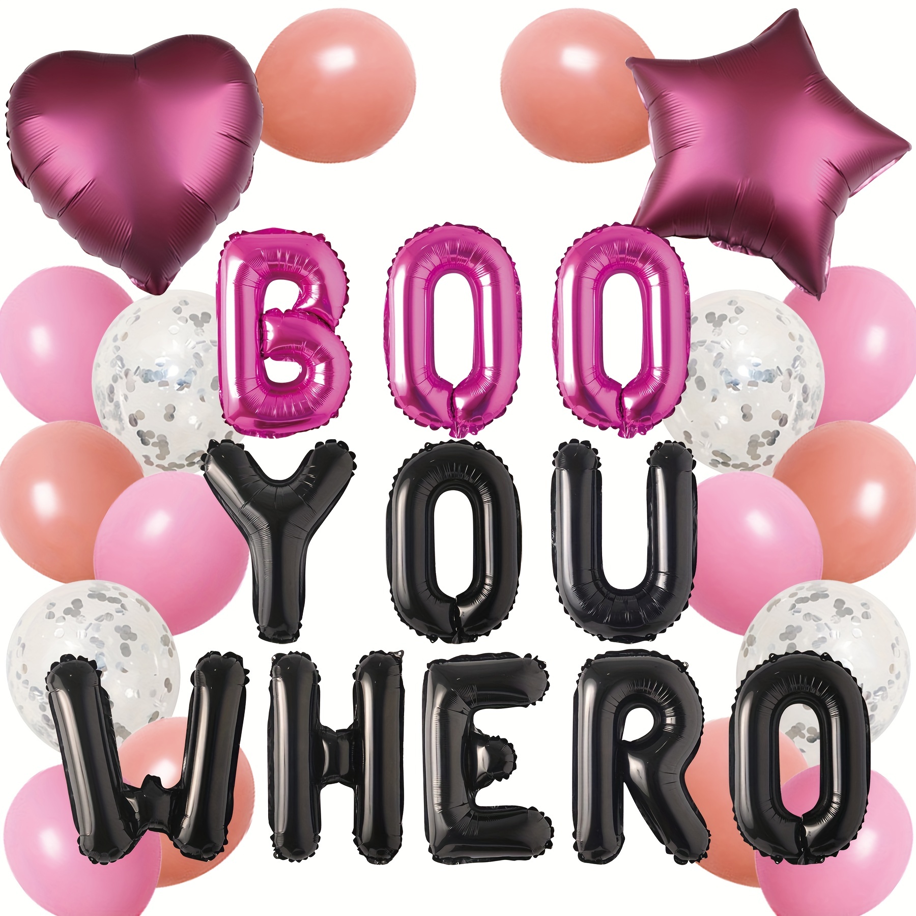 29 Pièces/ensemble Bannière Ballon Rose Bonbon Halloween Boo - Temu Belgium