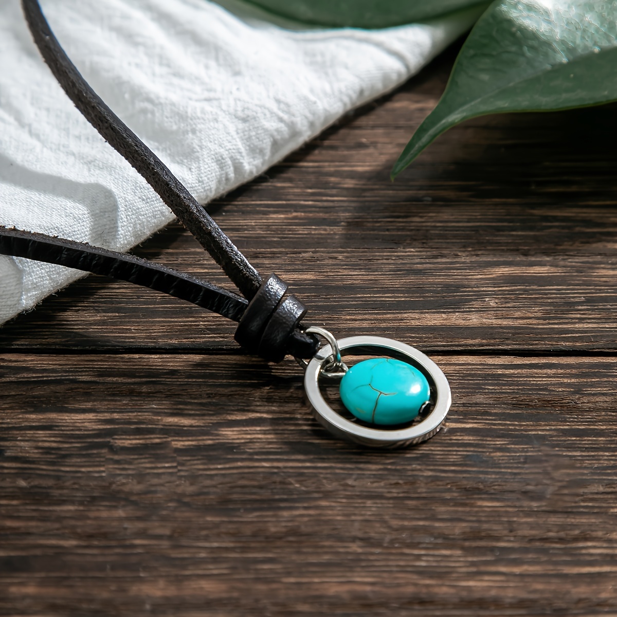Bohemian Vintage Circle Turquoise Necklace for Men