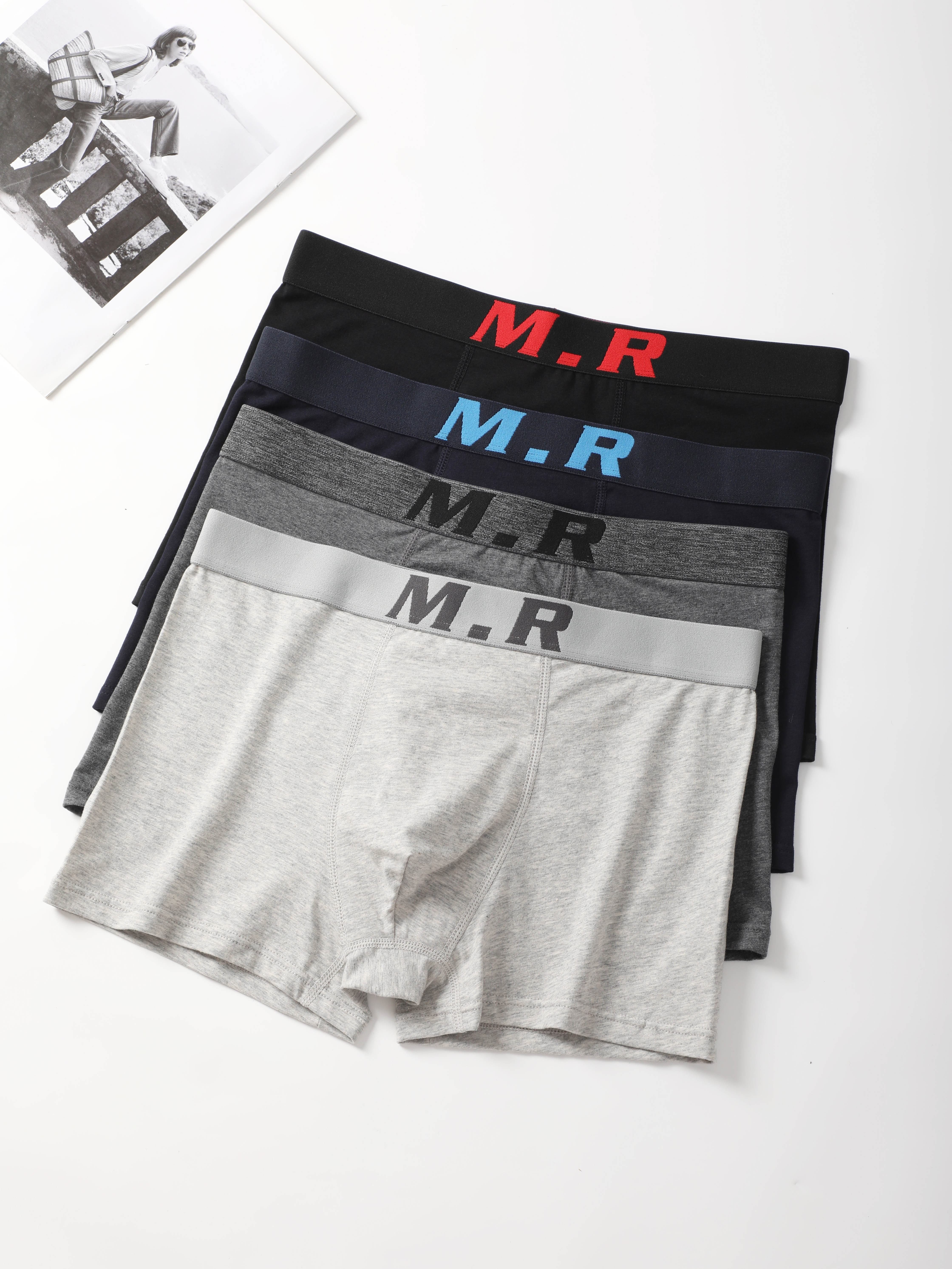 Men's Letter Print Fashion Boxer Briefs Casual Breathable - Temu Norway