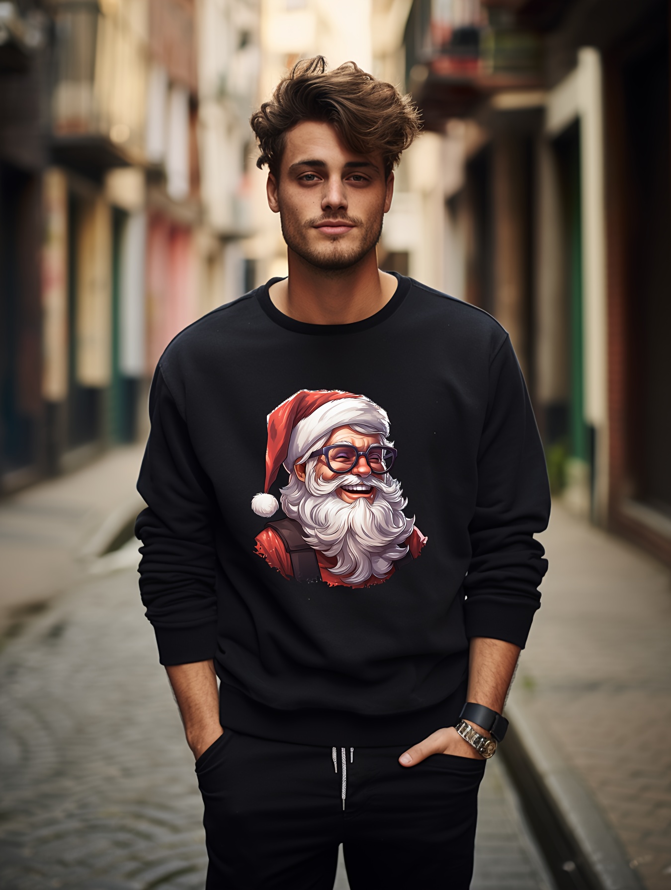 Navidad Santa Claus Ropa De Animal Print Sudadera Fresca De